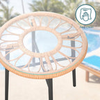 Ensemble de jardin 3 pièces avec table basse en bois trempé et chaises en osier pour jardin, balcon et arrière-cour