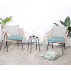 Ensemble de jardin 3 pièces avec table basse en bois trempé et chaises en osier pour jardin, balcon et arrière-cour