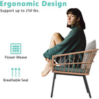 Ensemble de jardin 3 pièces avec table basse en bois trempé et chaises en osier pour jardin, balcon et arrière-cour