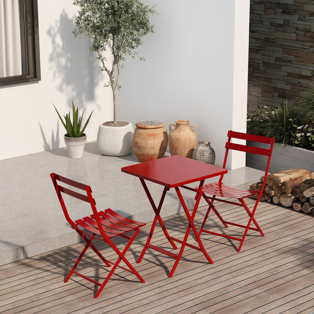 Ensemble bistrot minimaliste 3 pièces pour patio avec table carrée pliable et chaises - 3 pièces