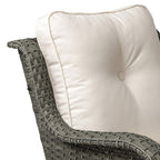 Ensemble de 3 chaises pivotantes à bascule rembourrées en rotin pour patio avec table d'appoint