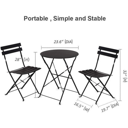 Ensemble bistrot d'extérieur 3 pièces en acier de qualité supérieure Clihome