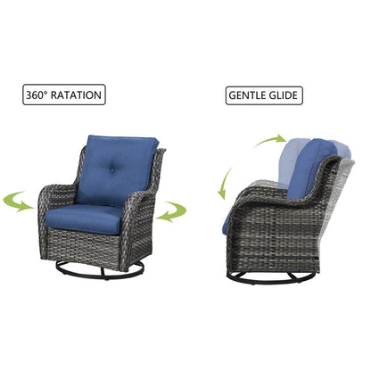Ensemble de 3 chaises pivotantes à bascule en rotin et osier Gymojoy avec table