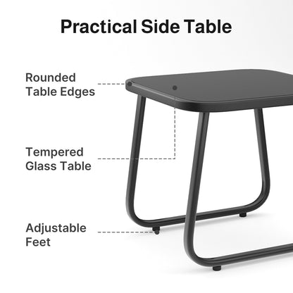 Ensemble bistrot à bascule 3 pièces, ensemble de meubles de patio en tissu textilène, chaises à bascule pour porche