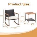 Ensemble de 3 chaises à bascule pour patio, bistro, balcon, conversation, avec table basse et coussins