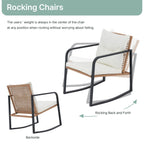 Ensemble de 3 chaises à bascule pour patio, bistro, balcon, conversation, avec table basse et coussins