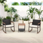 Ensemble de 3 chaises à bascule pour patio, bistro, balcon, conversation, avec table basse et coussins