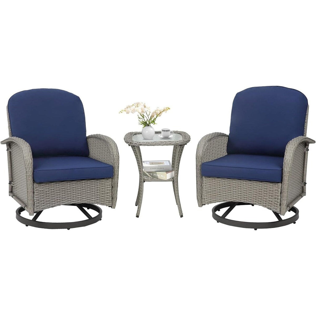Ensemble de 3 chaises en rotin synthétique avec table et mobilier de jardin