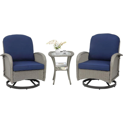 Ensemble de 3 chaises en rotin synthétique avec table et mobilier de jardin