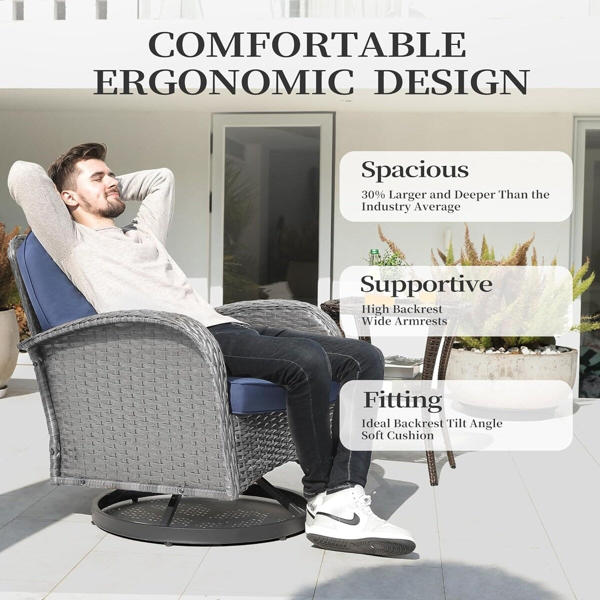 Ensemble de 3 chaises en rotin synthétique avec table et mobilier de jardin