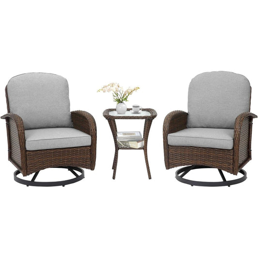 Ensemble de 3 chaises en rotin synthétique avec table et mobilier de jardin
