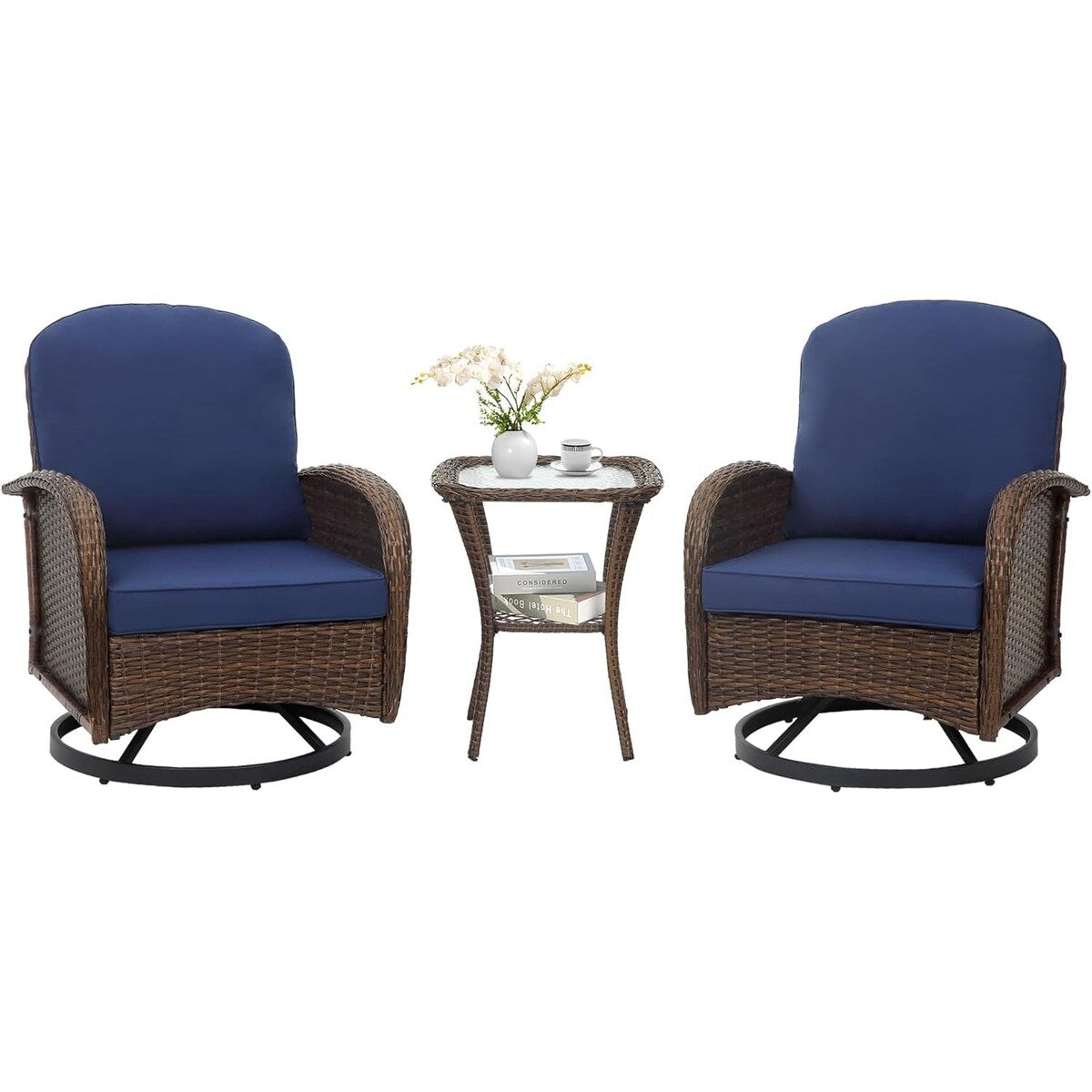 Ensemble de 3 chaises en rotin synthétique avec table et mobilier de jardin