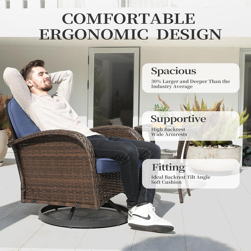 Ensemble de 3 chaises en rotin synthétique avec table et mobilier de jardin