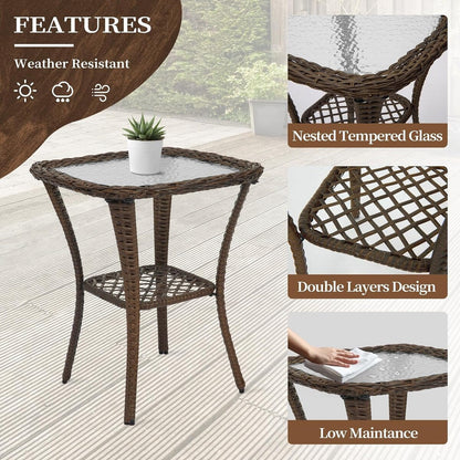 Ensemble de 3 chaises en rotin synthétique avec table et mobilier de jardin