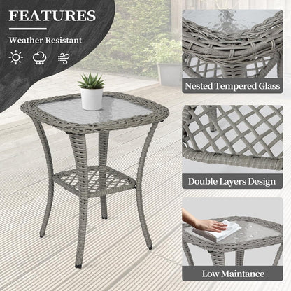 Ensemble de 3 chaises en rotin synthétique avec table et mobilier de jardin