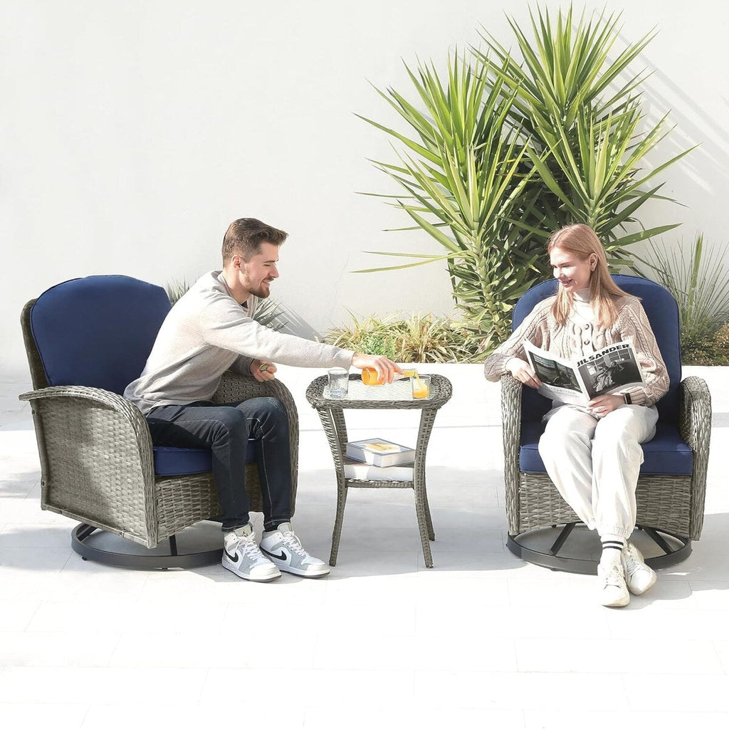 Ensemble de 3 chaises en rotin synthétique avec table et mobilier de jardin