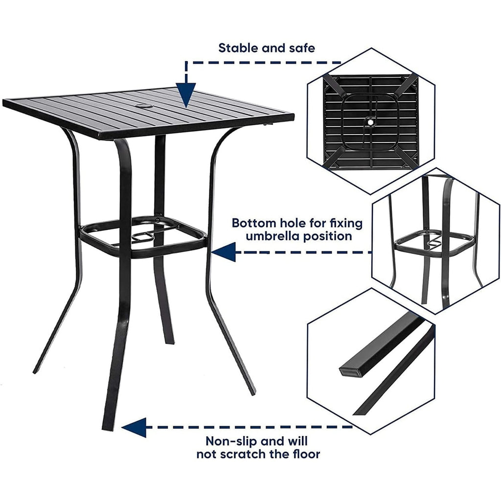 Ensemble bistrot pivotant en métal pour terrasse extérieure, 3 pièces
