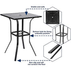 Ensemble bistrot pivotant en métal pour terrasse extérieure, 3 pièces