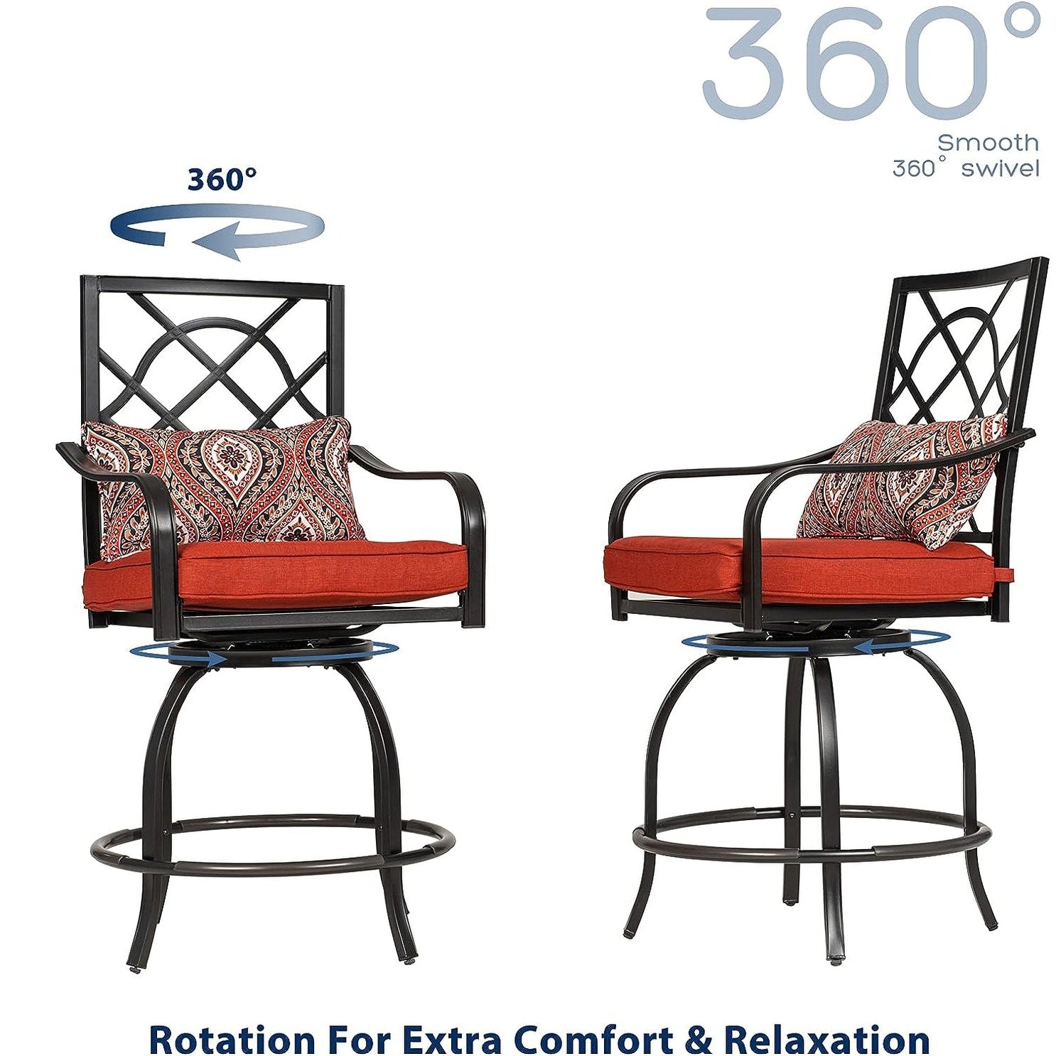 Ensemble bistrot pivotant en métal pour terrasse extérieure, 3 pièces