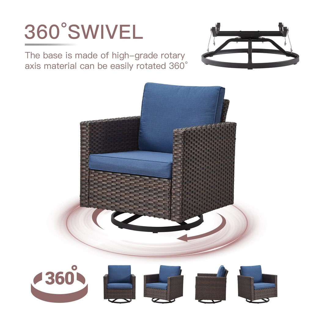 Ensemble de patio pivotant et à bascule en osier Gymojoy 3 pièces