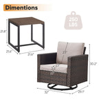 Ensemble de patio pivotant et à bascule en osier Gymojoy 3 pièces