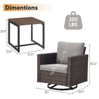 Ensemble de patio pivotant et à bascule en osier Gymojoy 3 pièces