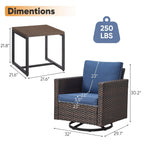 Ensemble de patio pivotant et à bascule en osier Gymojoy 3 pièces