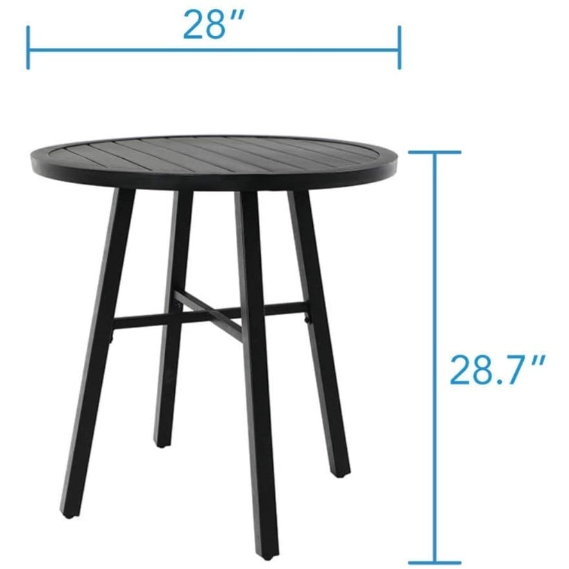 Ensemble de bistrot de patio 3 pièces MAISON ARTS, meubles de patio, ensembles de salle à manger, 2 chaises pivotantes avec coussins et 1 table basse ronde