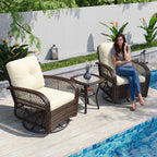 Ensemble de meubles de patio 3 pièces, ensemble de 2 chaises pivotantes à bascule