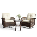 Ensemble de meubles de patio 3 pièces, ensemble de 2 chaises pivotantes à bascule