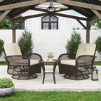 Ensemble de meubles de patio 3 pièces, ensemble de 2 chaises pivotantes à bascule