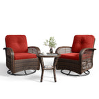 Ensemble de meubles de patio 3 pièces, ensemble de 2 chaises pivotantes à bascule