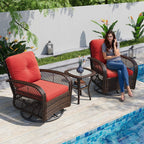 Ensemble de meubles de patio 3 pièces, ensemble de 2 chaises pivotantes à bascule