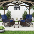 Ensemble de meubles de patio 3 pièces, ensemble de 2 chaises pivotantes à bascule
