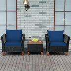Ensemble de meubles de patio en osier 3 pièces avec coussin - 28,5 x 27,5 x 27 (L x l x H)