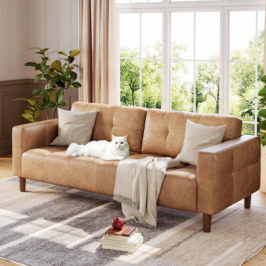 Canapé 3 places, 83 cm de large, similicuir, avec coussin à ressorts, moderne