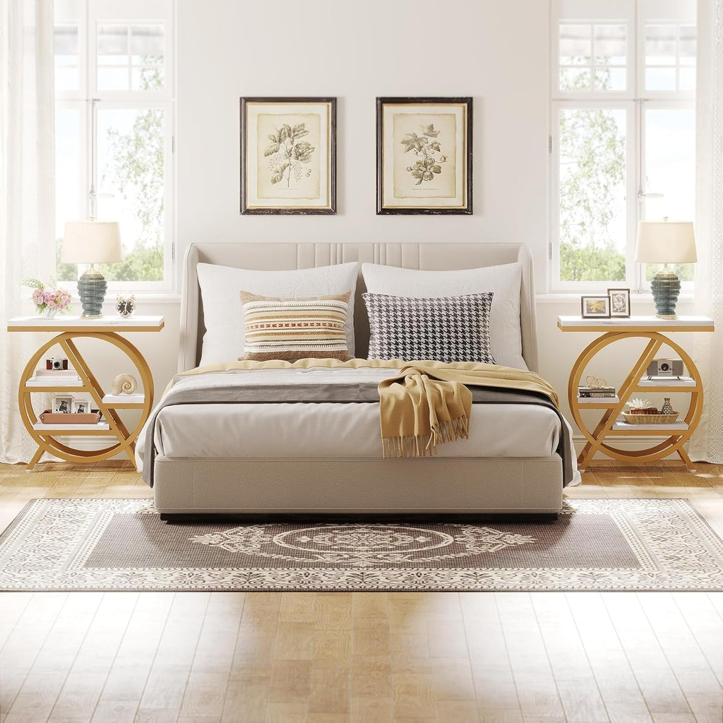 3-Tier End Table Side Table with Storage for Living Room