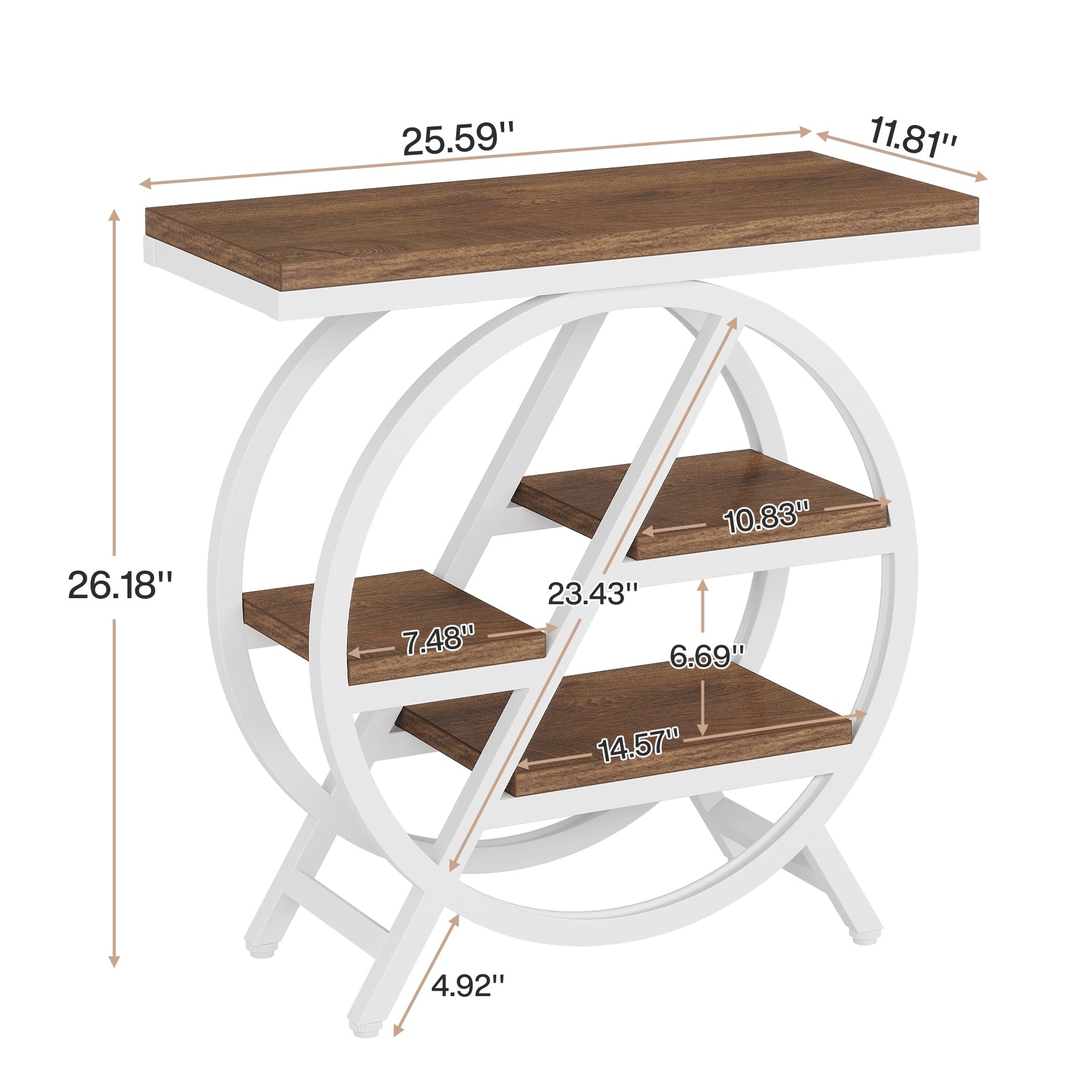 Table d'appoint à 3 niveaux avec rangement pour salon