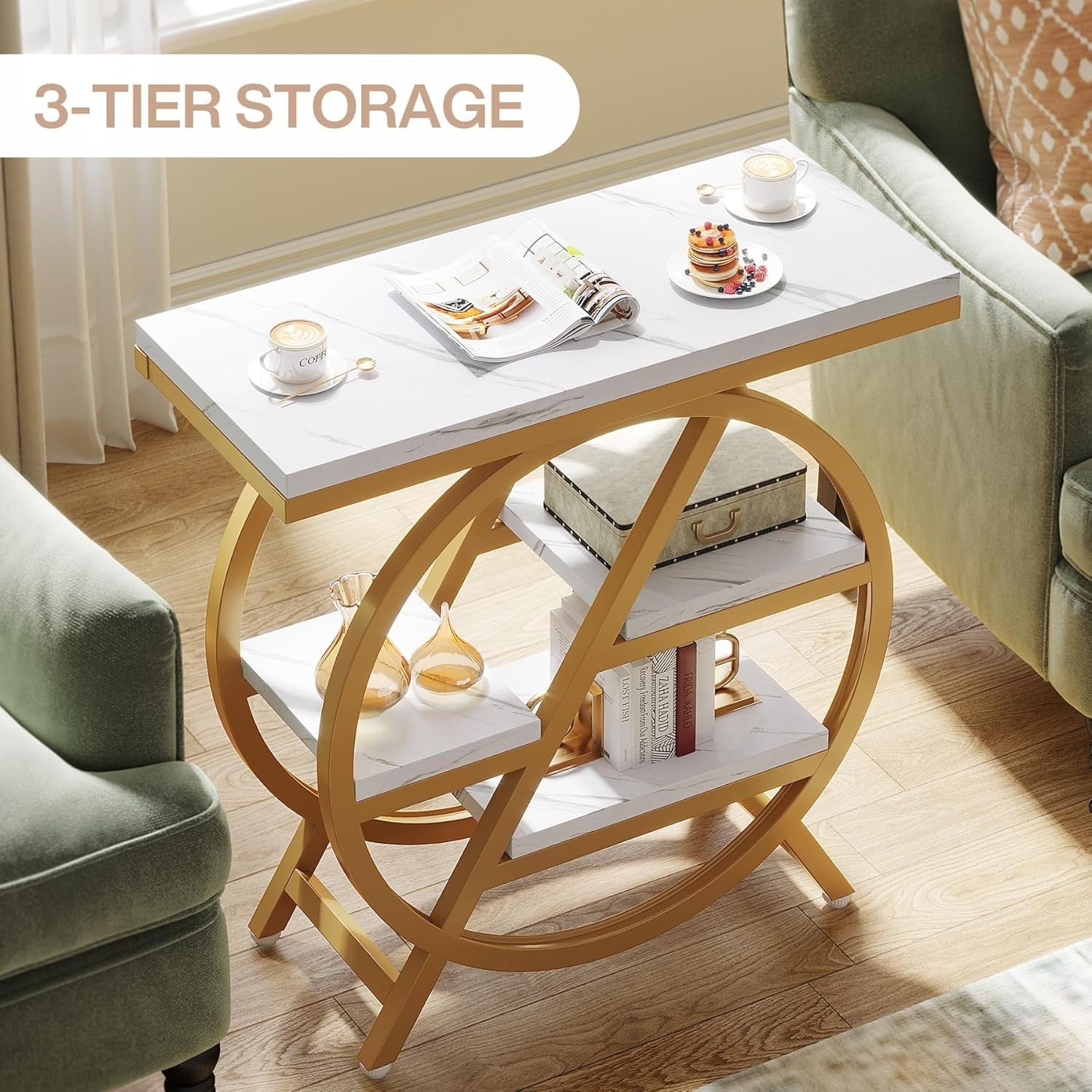 Table d'appoint à 3 niveaux avec rangement pour salon