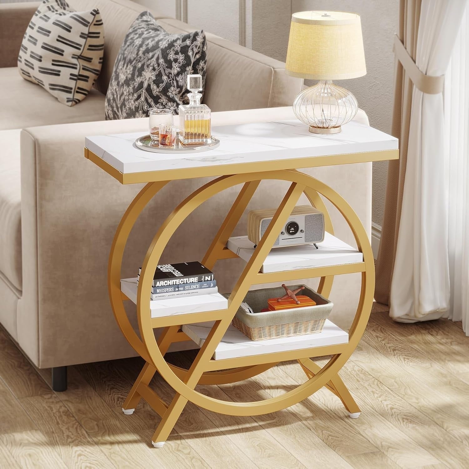 Table d'appoint à 3 niveaux avec rangement pour salon