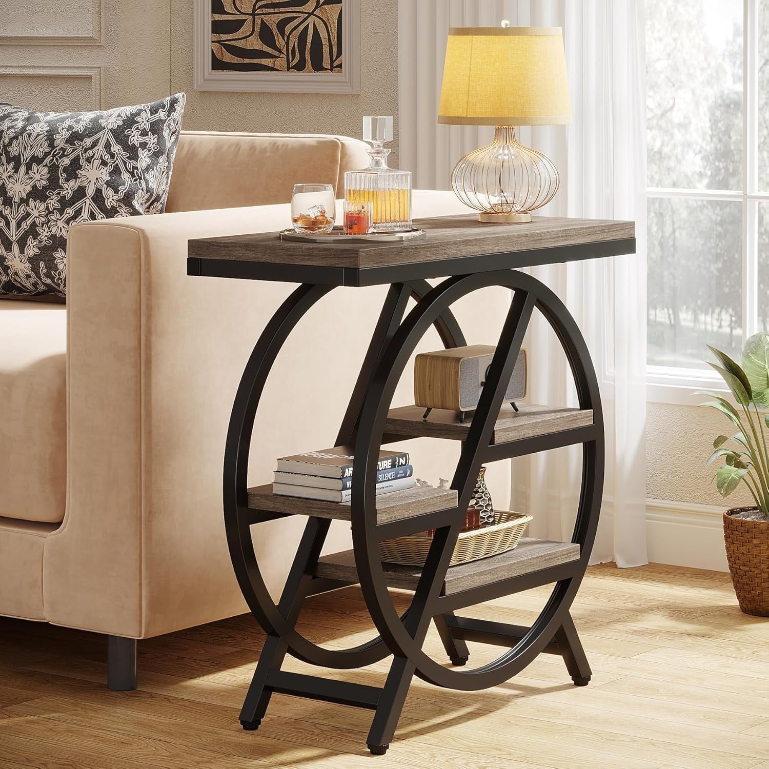 Table d'appoint à 3 niveaux avec rangement pour salon