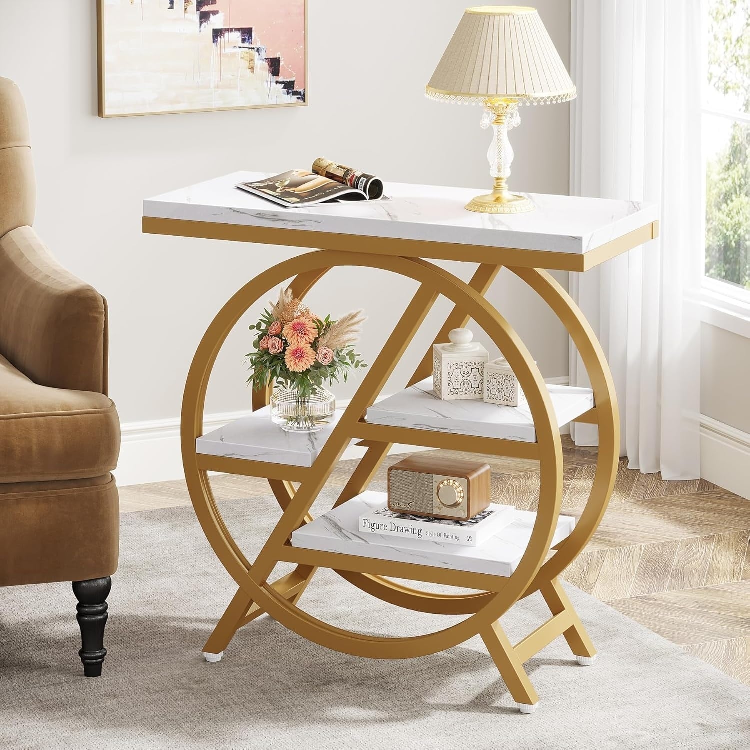 Table d'appoint à 3 niveaux avec rangement pour salon