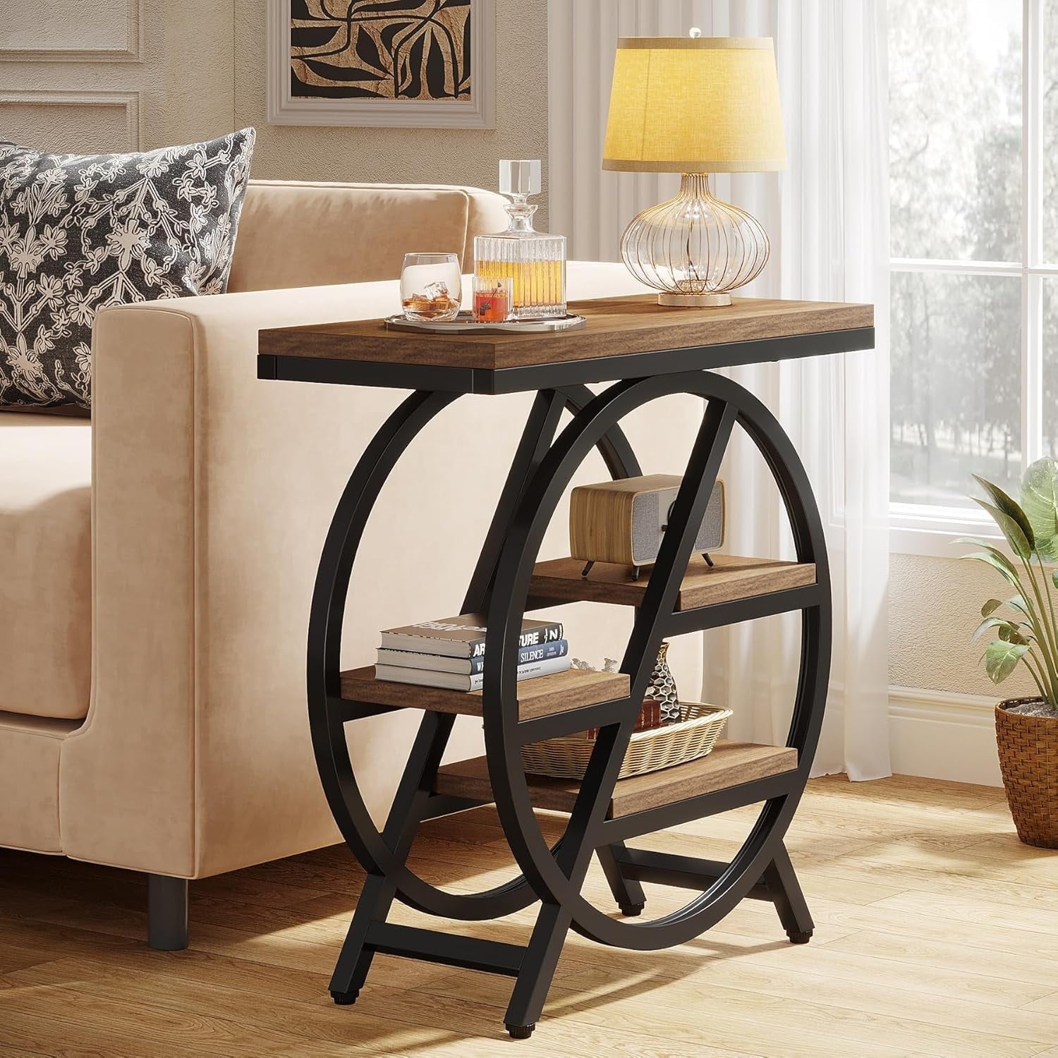 Table d'appoint à 3 niveaux avec rangement pour salon