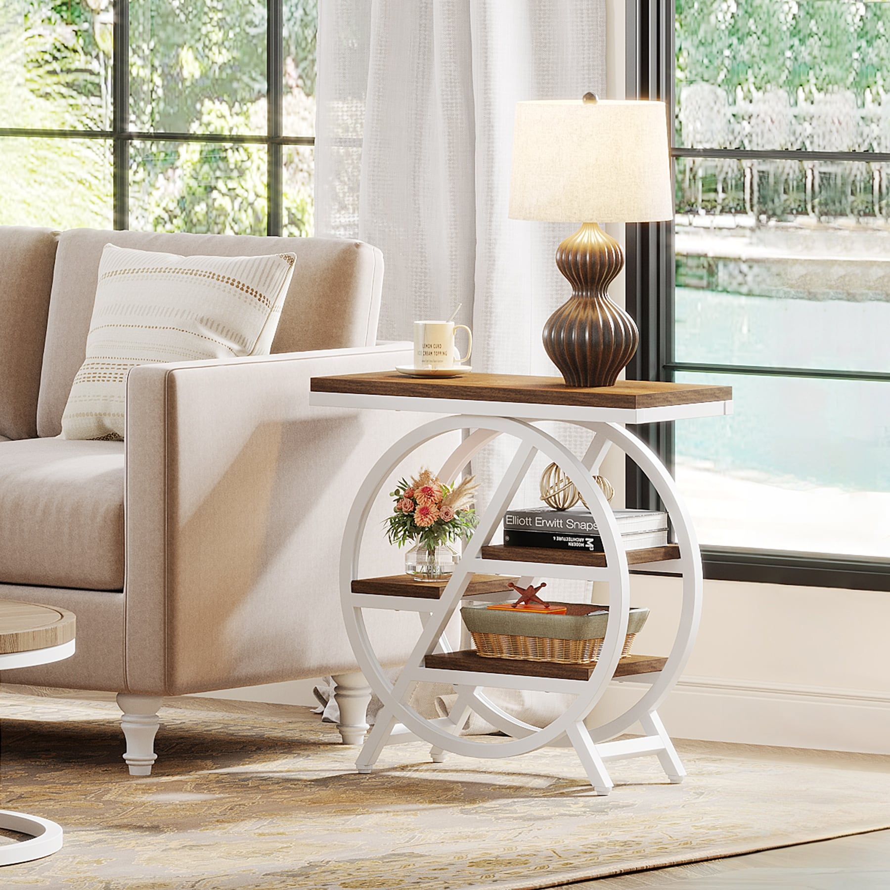 Table d'appoint à 3 niveaux avec rangement pour salon