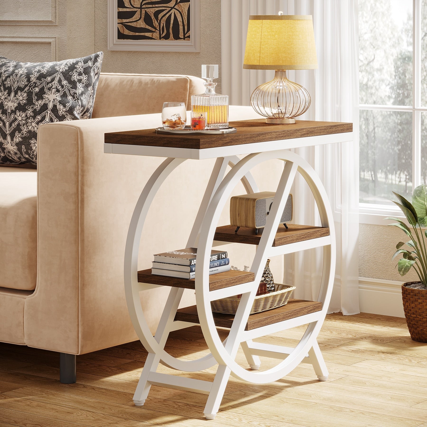 Table d'appoint à 3 niveaux avec rangement pour salon
