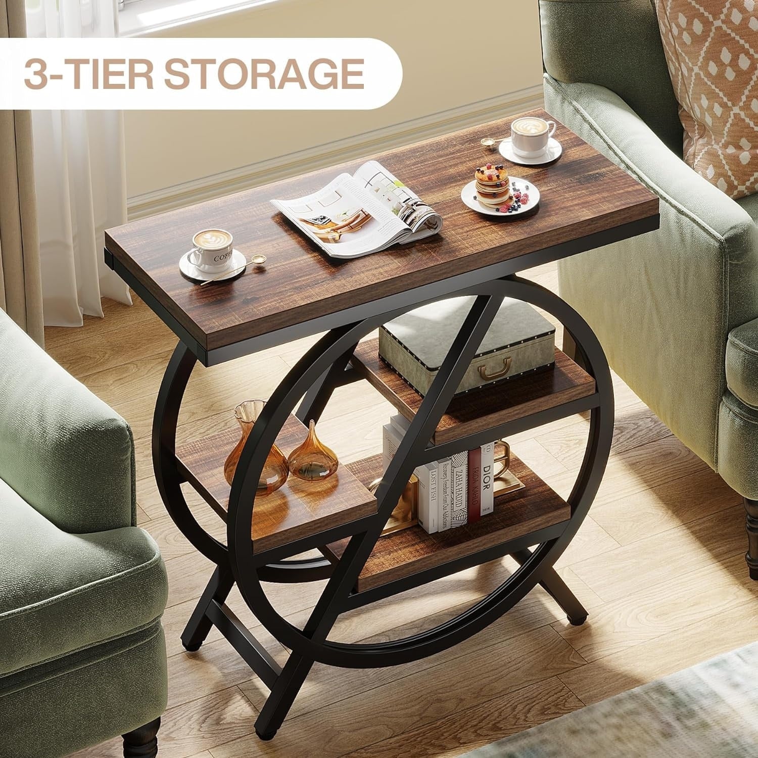 Table d'appoint à 3 niveaux avec rangement pour salon
