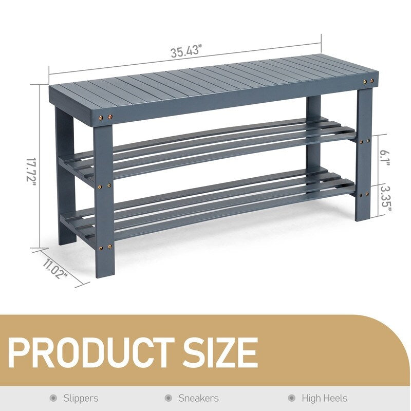 3-Tier Shoe Rack Bench Shoe Storage Organizer Holds Up to 240 lbs