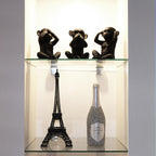3 singes sages parlent, entendent, ne voient pas le mal, résine noire et or, lot de 3