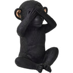 3 singes sages parlent, entendent, ne voient pas le mal, résine noire et or, lot de 3