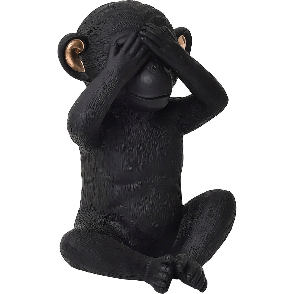 3 singes sages parlent, entendent, ne voient pas le mal, résine noire et or, lot de 3